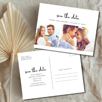 Simple Modern Photo Wedding Save The Date Announcement Postcard by stylelily at Zazzle