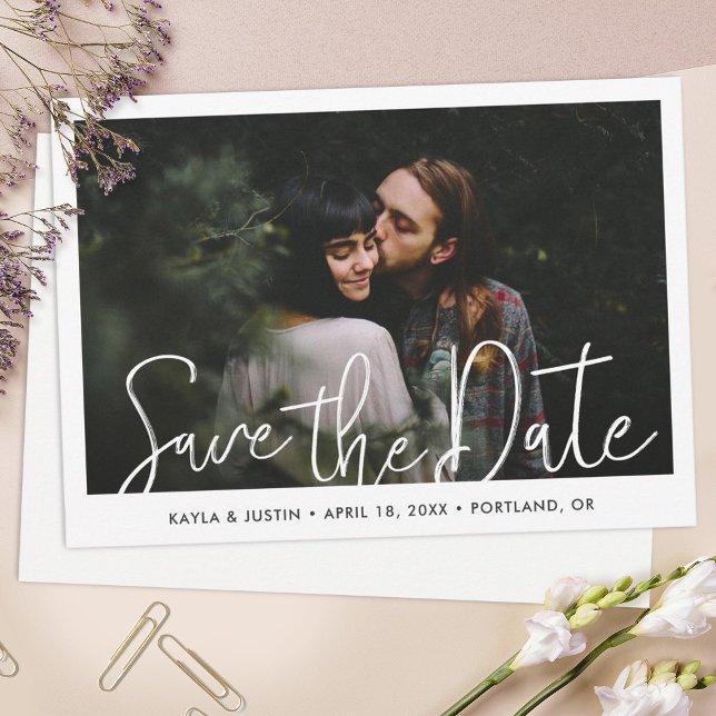 Simple Modern Photo Wedding Save the Date Card (Creator Uploaded)