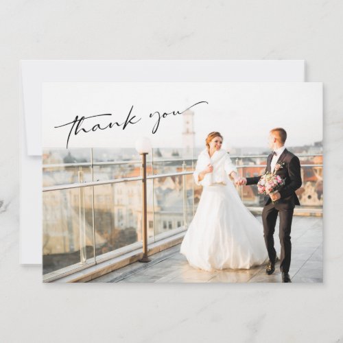 Simple Modern Photo Wedding Thank You Card