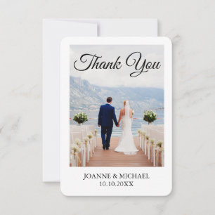 Simple Modern Photo Wedding Thank You Card 