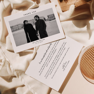 Simple Modern Photo Wedding  Thank You Card