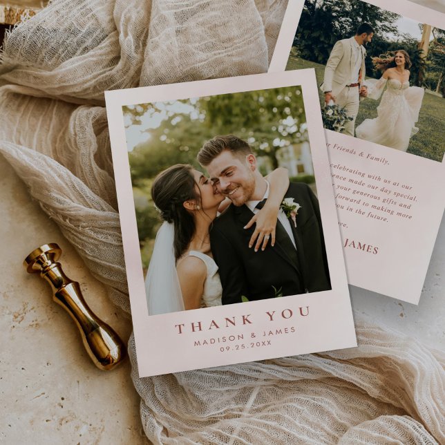 Simple Modern Photo Wedding Thank You Card (Creator Uploaded)