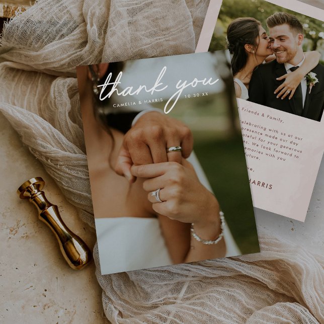 Simple Modern Photo Wedding Thank You Card (Creator Uploaded)