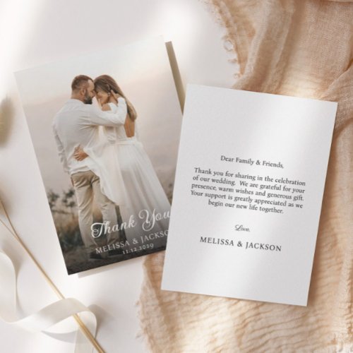 Simple Modern Photo Wedding Thank You Card