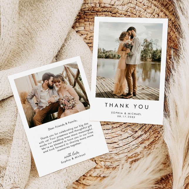 Simple Modern Photo Wedding Thank You Card (Creator Uploaded)