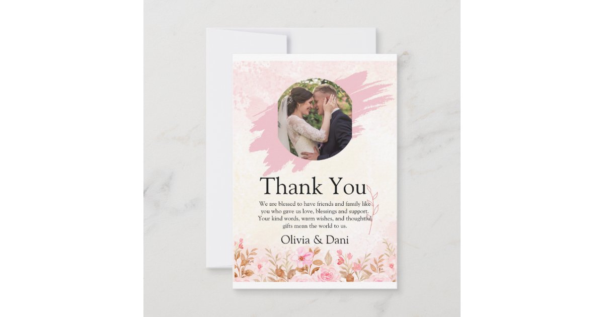 Simple Modern Photo Wedding Thank You Card | Zazzle