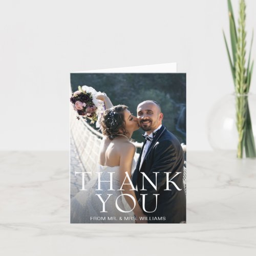 Simple Modern Photo Wedding Thank You Card