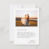 Simple Modern Photo Wedding Thank You Card W Note (Back)