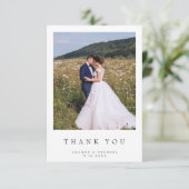 Simple Modern Photo Wedding Thank You Card W Note (Standing Front)