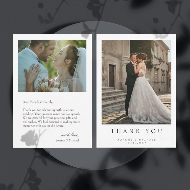 Simple Modern Photo Wedding Thank You Card W Note (Creator Uploaded)