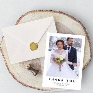 Simple Modern Photo Wedding Thank You Card W Note