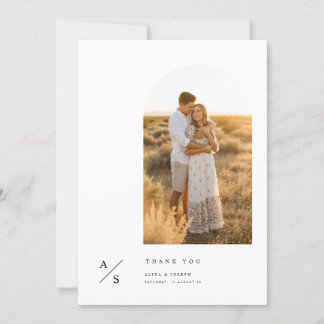 Simple Modern Photo Wedding Thank You Card W Note