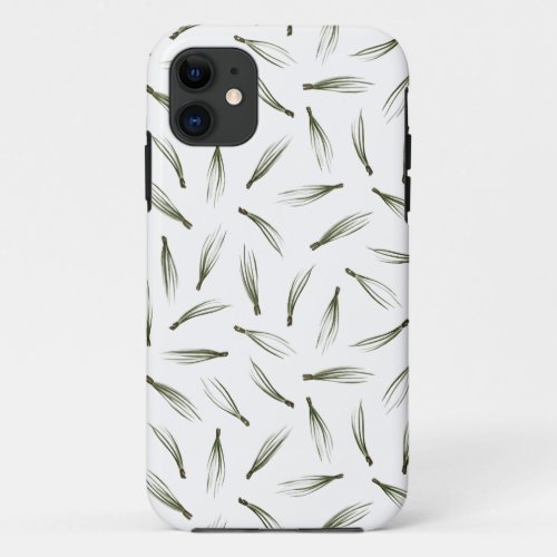 Simple Modern Pine Needle Greenery Pattern iPhone 11 Case