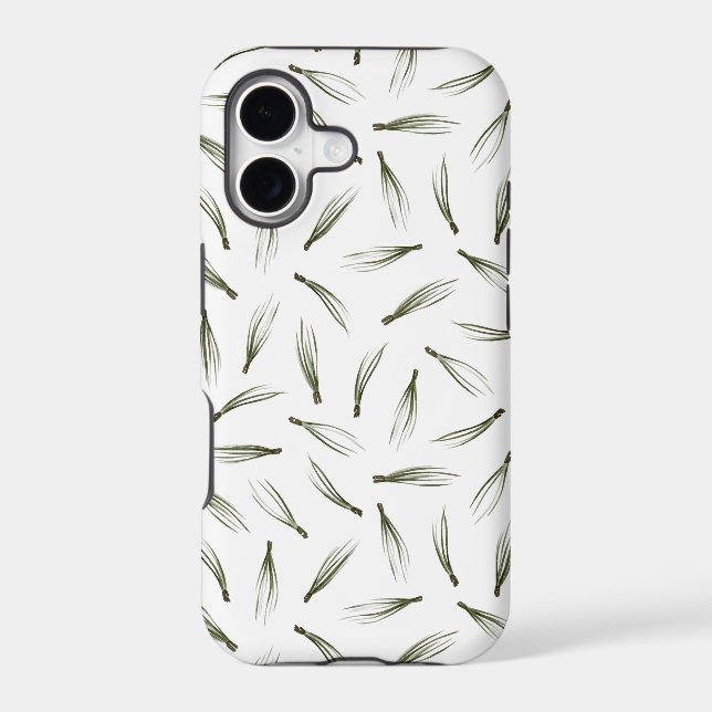 Simple Modern Pine Needle Greenery Pattern Iphone Case (Back)