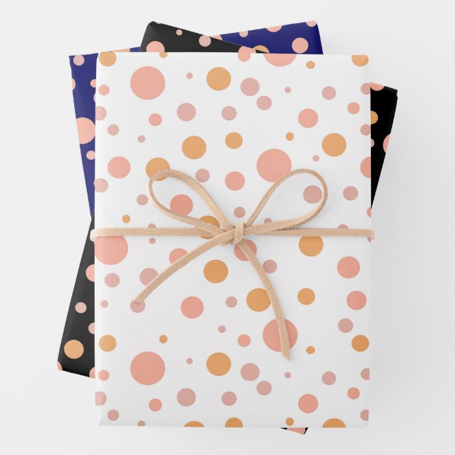 Simple Modern Pink And Peach Polka Dot  Wrapping Paper Sheets (In situ)