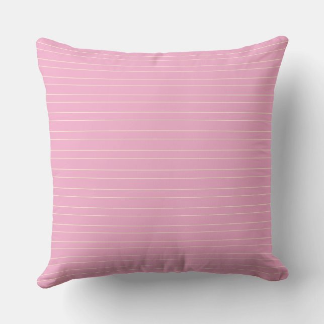 Simple Modern Pink and White Striped Pattern Throw Pillow (Back)