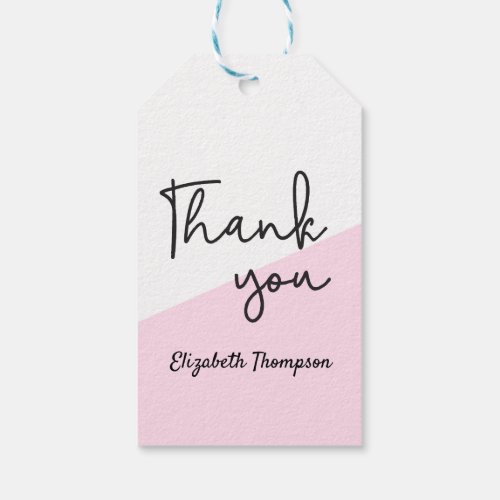 Simple Modern Pink Baby Girl Baby Shower Thank you Gift Tags