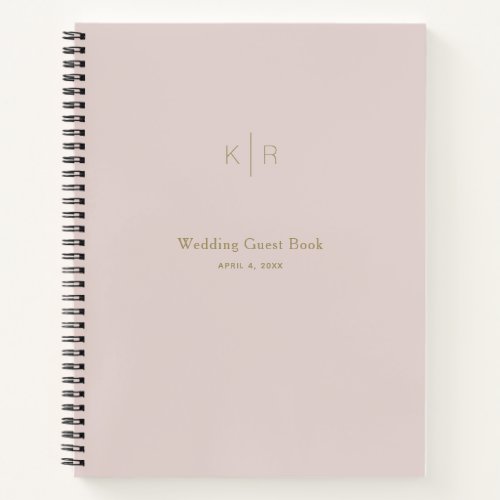Simple Modern Pink Beige Wedding Guest Book