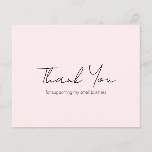 Simple Modern Pink Budget Business Thank You Card