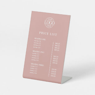 Simple Modern Pink Business Logo Menu Price List Pedestal Sign