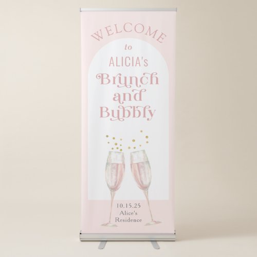Simple Modern pink chic Brunch  Bubbly Welcome Retractable Banner