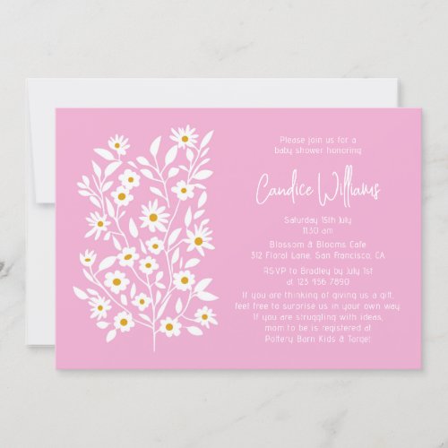 Simple Modern Pink Floral Couples Baby Shower Invitation