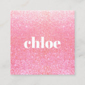 Simple Modern Pink Glitter Makeup Artist Square Business Card (Front)