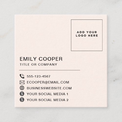 Simple Modern Pink Gold Checker Checkerboard Logo Square Business Card