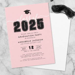 Simple Modern Pink Graduation Party Invitation