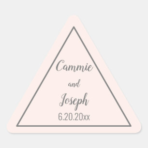 Simple Modern Pink Gray Triangle Wedding Geometric Sticker