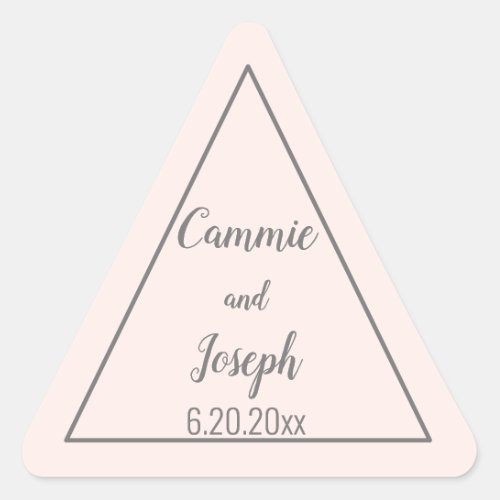 Simple Modern Pink Gray Triangle Wedding Geometric Triangle Sticker