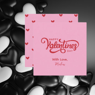 Simple Modern Pink Happy Valentines Day Note Card