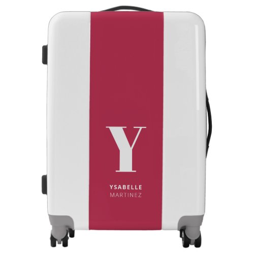 Simple Modern Pink Magenta Monogram Name Luggage