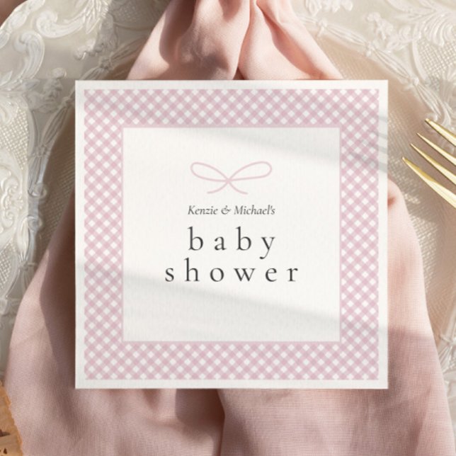 Simple Modern Pink Plaid Bow  Napkins (Creator Uploaded)