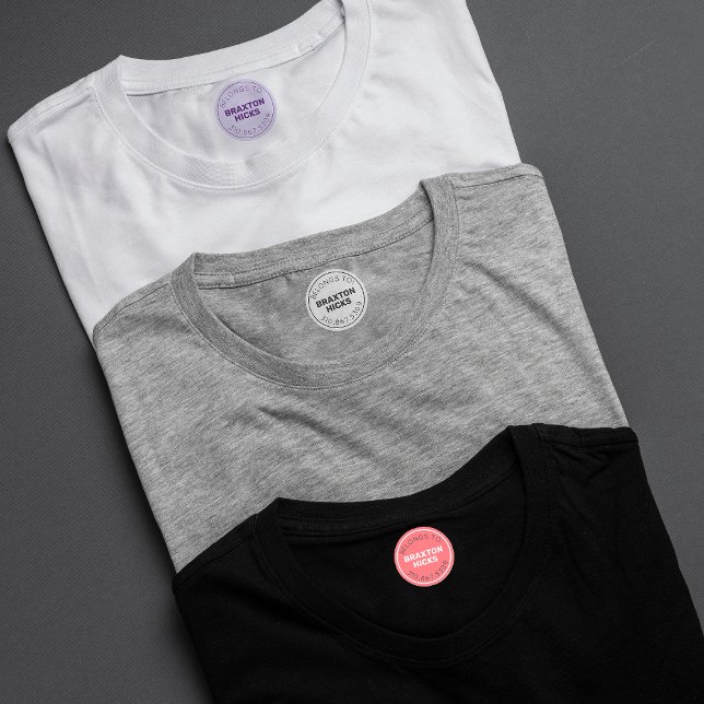 Simple Modern Pink Purple Poppy Gray White Circle Kids' Labels (Creator Uploaded)