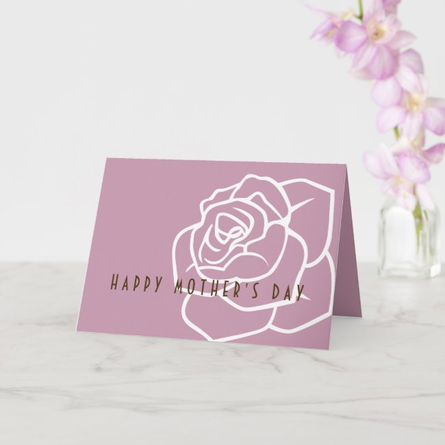 Simple Modern Pink Rose Mother's Day Card