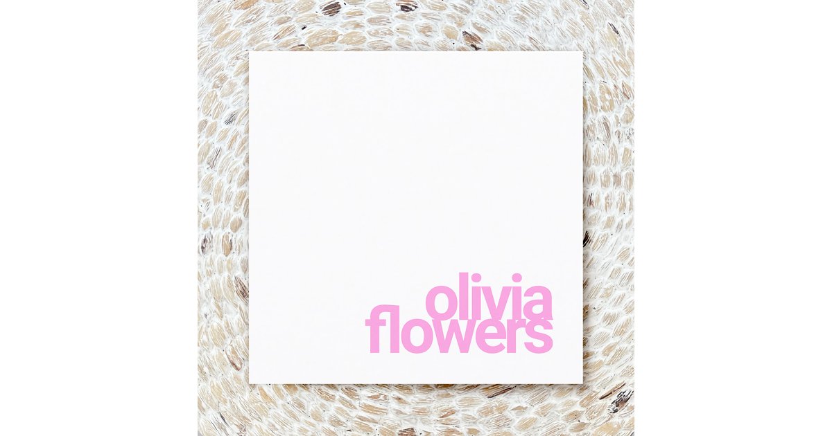 Simple Modern Pink Typography Name Square Business Card | Zazzle