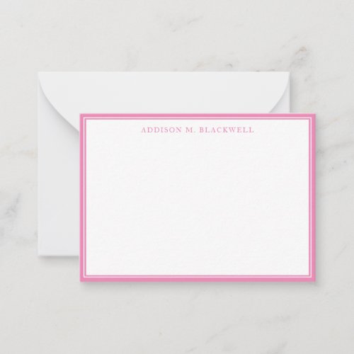Simple Modern Pink White Professional Note Card