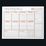 Simple Modern Pink White Weekly Custom Planner Notepad<br><div class="desc">This simple and cute weekly custom planner notepad is perfect for the organized and itemized woman. It features a minimalist design in blush rose pink, black, and white with elegant typography. There's a space for the date range, the days of the week, reminders for next week, special notes, habit tracker...</div>