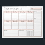 Simple Modern Pink White Weekly Custom Planner Notepad<br><div class="desc">This simple and cute weekly custom planner notepad is perfect for the organized and itemized woman. It features a minimalist design in blush rose pink, black, and white with elegant typography. There's a space for the date range, the days of the week, reminders for next week, special notes, habit tracker...</div>