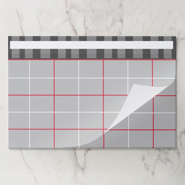 Simple Modern Plaid Weekly Monthly Calendar Pad (Folded)