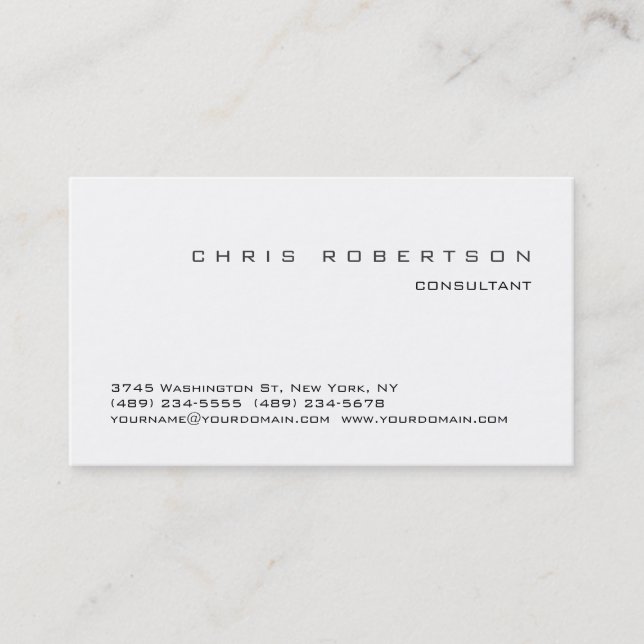 Simple Modern Plain Black White Business Card (Front)