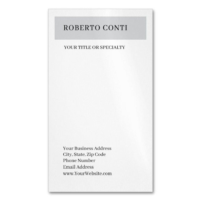 Simple Modern Plain Minimalist  Business Card Magnet (Front Vertical)