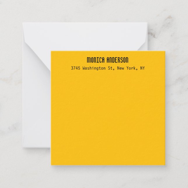 Simple Modern Plain Professional Amber Yellow Note Card (Front)