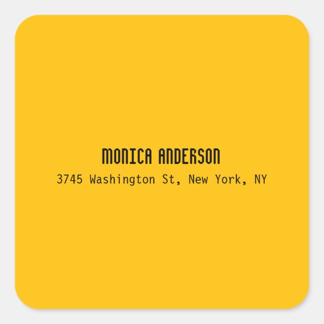 Simple Modern Plain Professional Amber Yellow Square Sticker (Front)