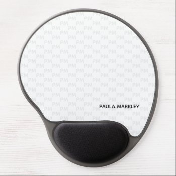 Simple Modern Plain White Gray Monogram Pattern Gel Mouse Pad by SorayaShanCollection at Zazzle