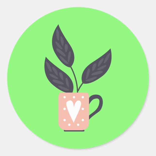 Simple modern plant pastel classic round sticker (Front)