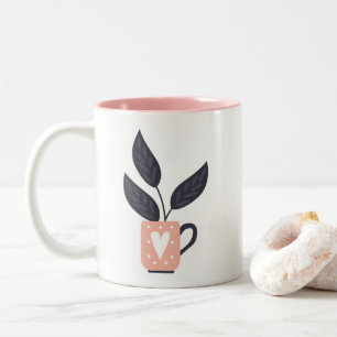Simple modern plant pastel Two-Tone coffee mug