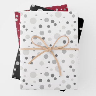 Simple Modern Platinum Silver Gray Polka Dot Wrapping Paper Sheets