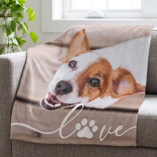 Simple Modern Playful Paw Elegant Chic Pet Photo Fleece Blanket